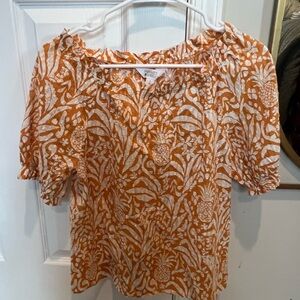 Women's Orange Floral and Pineapple Top